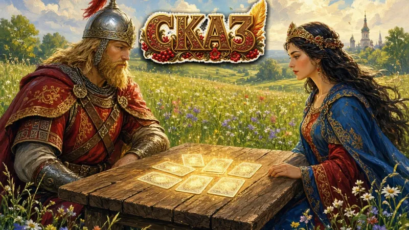 СКАЗ: карточная дуэль, богатыри и ведуньи на резном столе